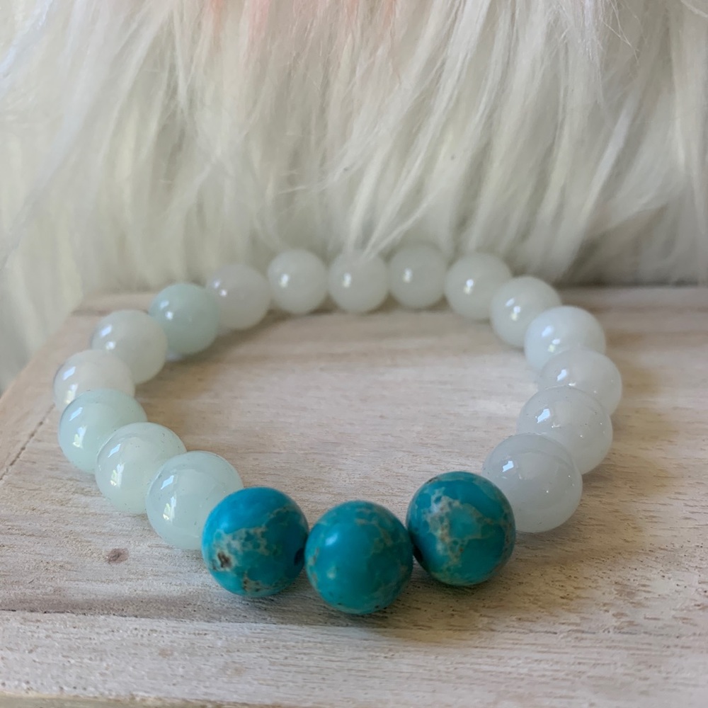 QUARTZ AND TURQUOISE “PEACE” HEALING BRACELET
